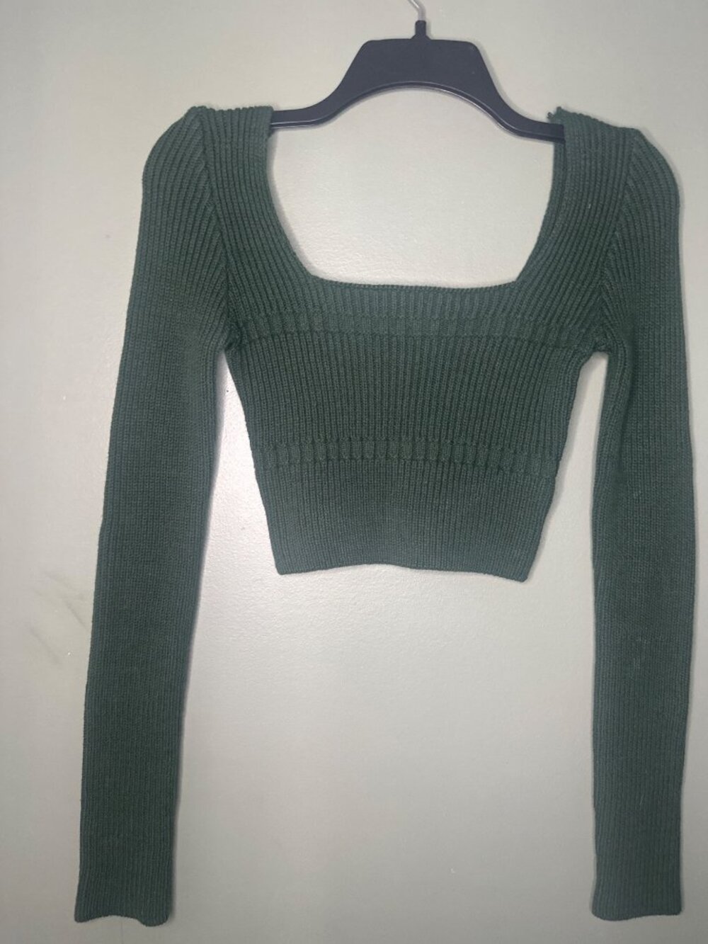12th Tribe Women’s XS Cropped Ribbed Top Minimalist Y2K Long Sleeve festival